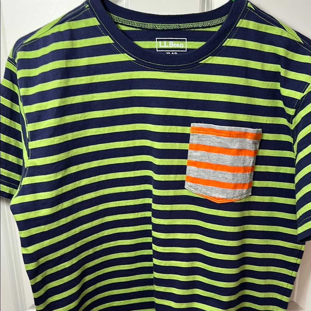 L.L. Bean Kids Striped Shirt - Green, Blue, and Orange